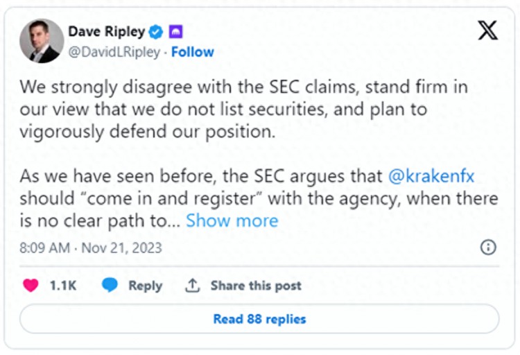 SEC指控Kraken運營未注冊的平臺，不當混合客戶資金