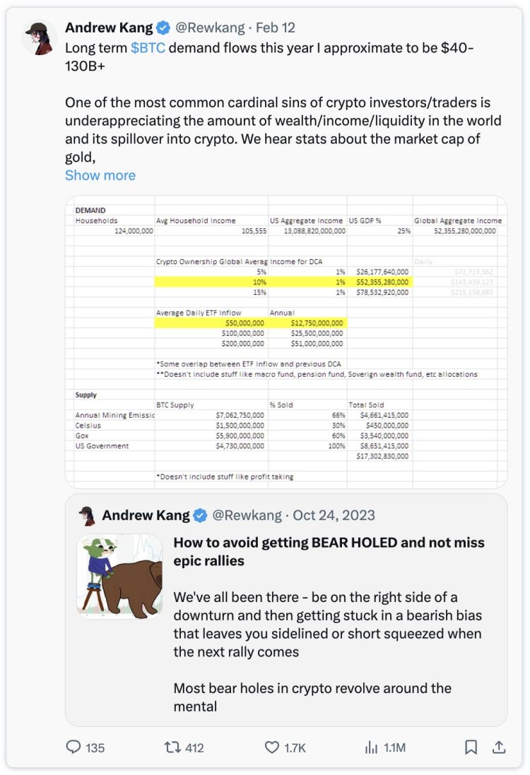 Andrew Kang 文章：為什么我認為以太坊不能復制比特幣？ ETF 的成功？